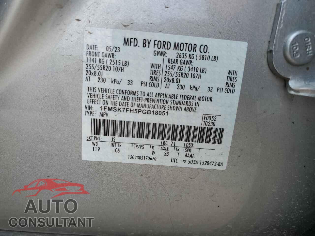FORD EXPLORER 2023 - 1FMSK7FH5PGB18051