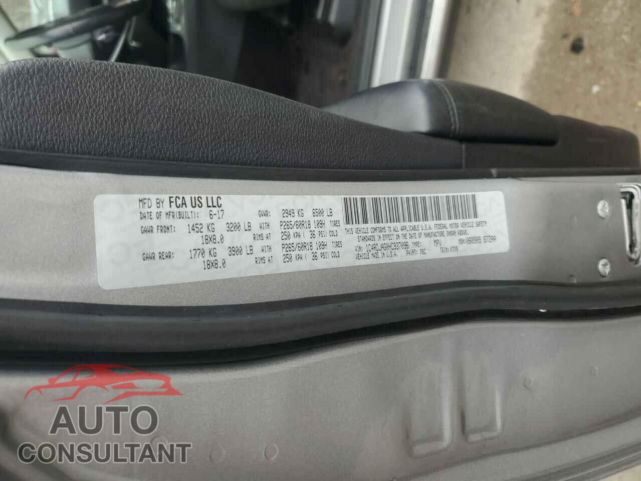 DODGE DURANGO 2017 - 1C4RDJAG0HC937096