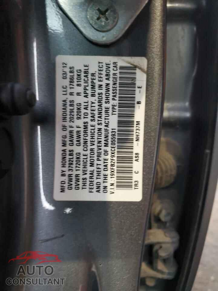 HONDA CIVIC 2012 - 19XFB2F9XCE055931