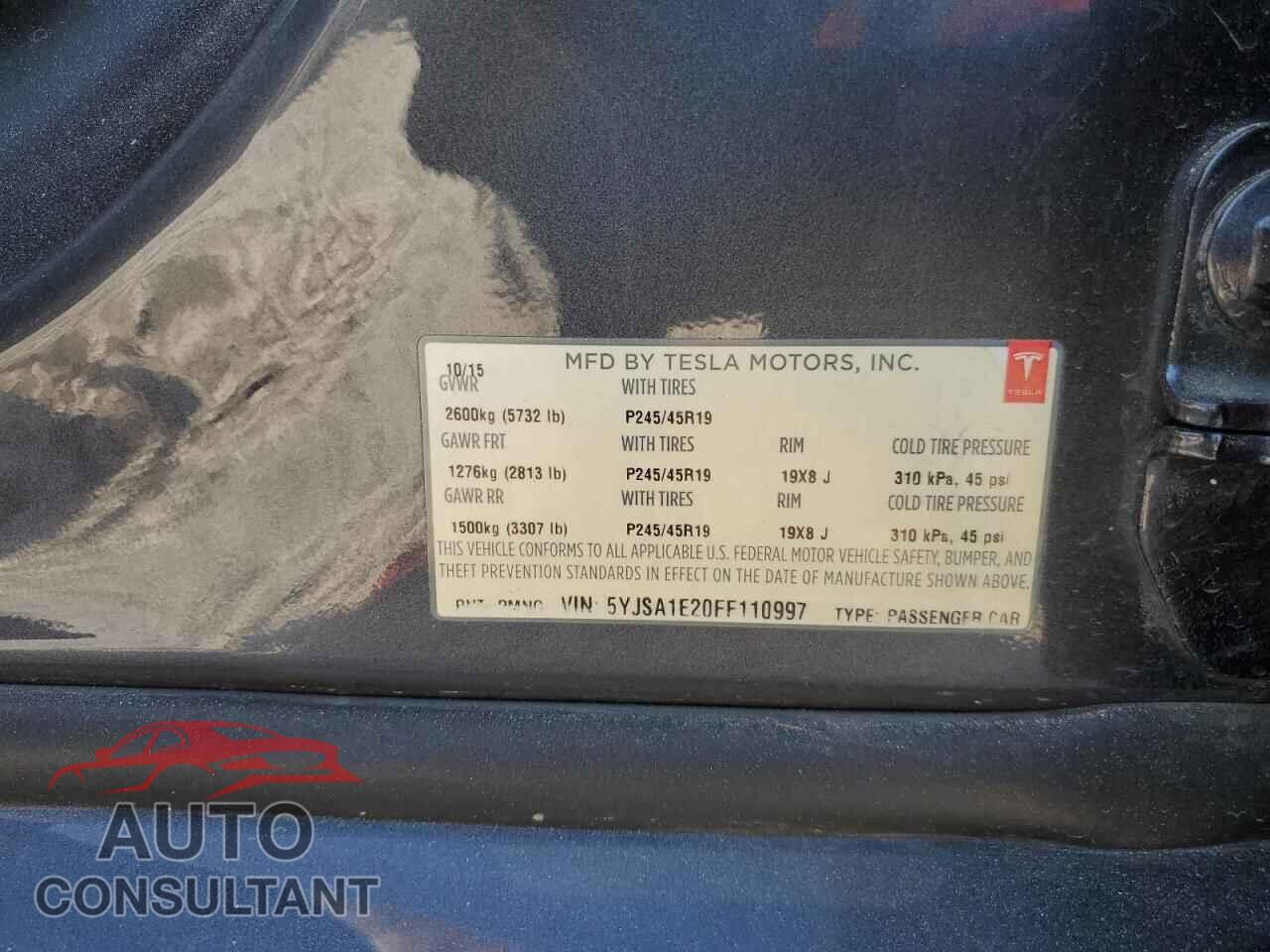 TESLA MODEL S 2015 - 5YJSA1E20FF110997