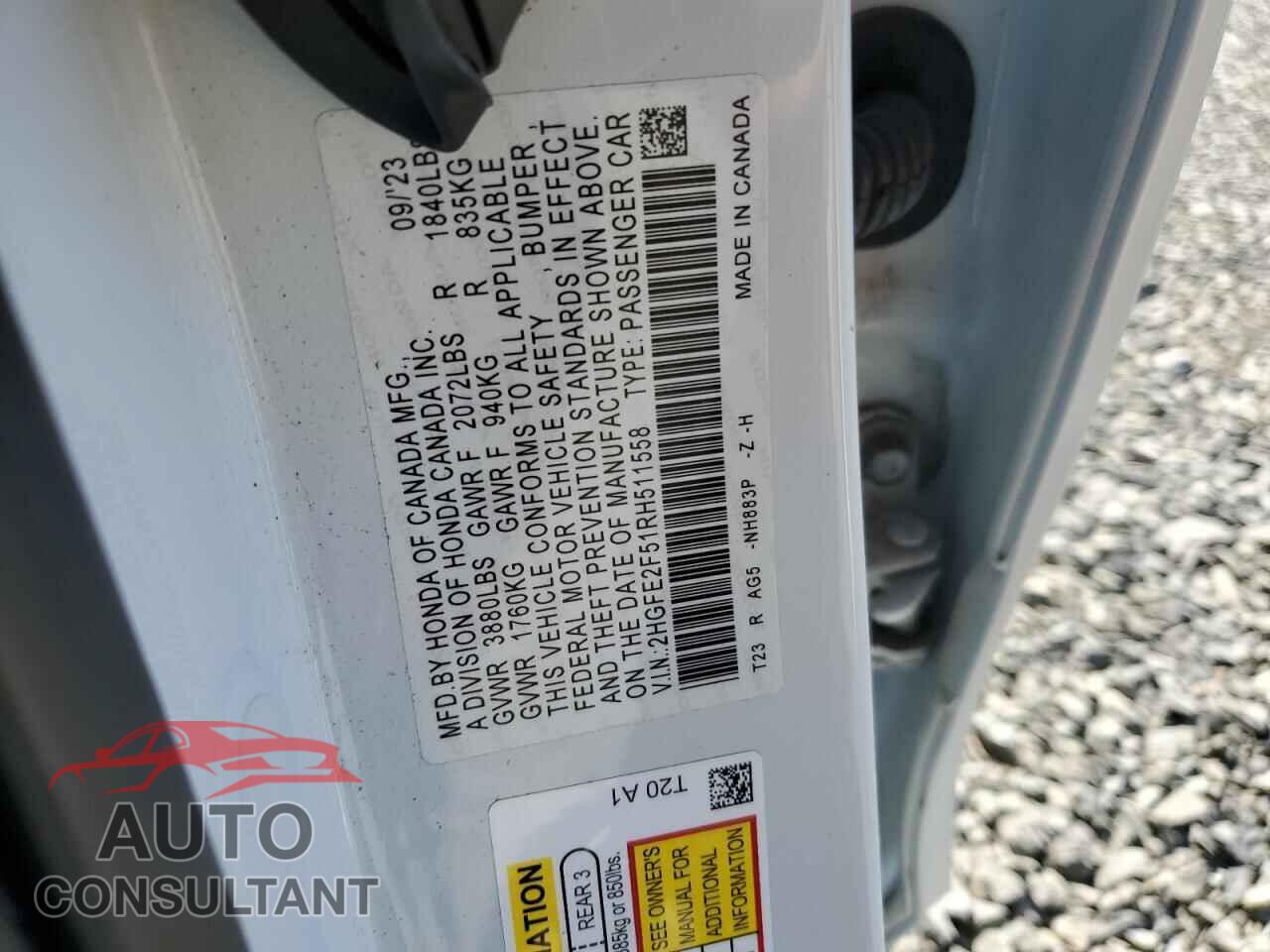 HONDA CIVIC 2024 - 2HGFE2F51RH511558