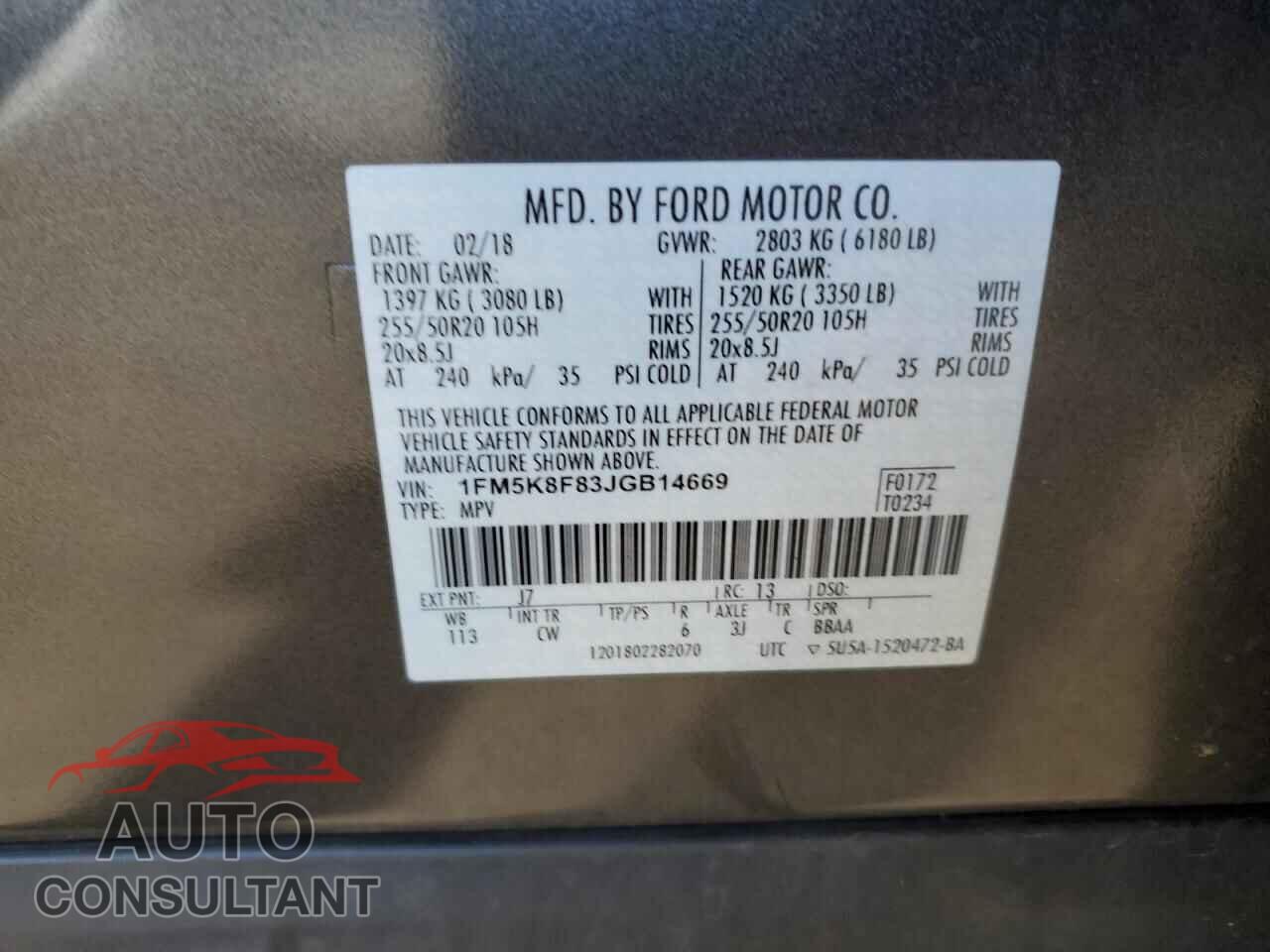 FORD EXPLORER 2018 - 1FM5K8F83JGB14669