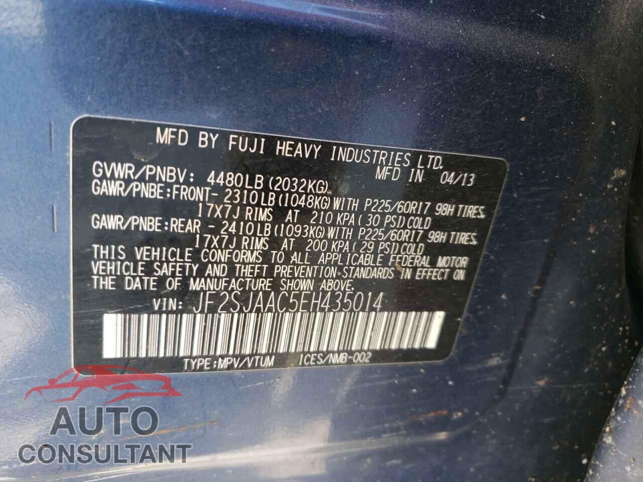 SUBARU FORESTER 2014 - JF2SJAAC5EH435014