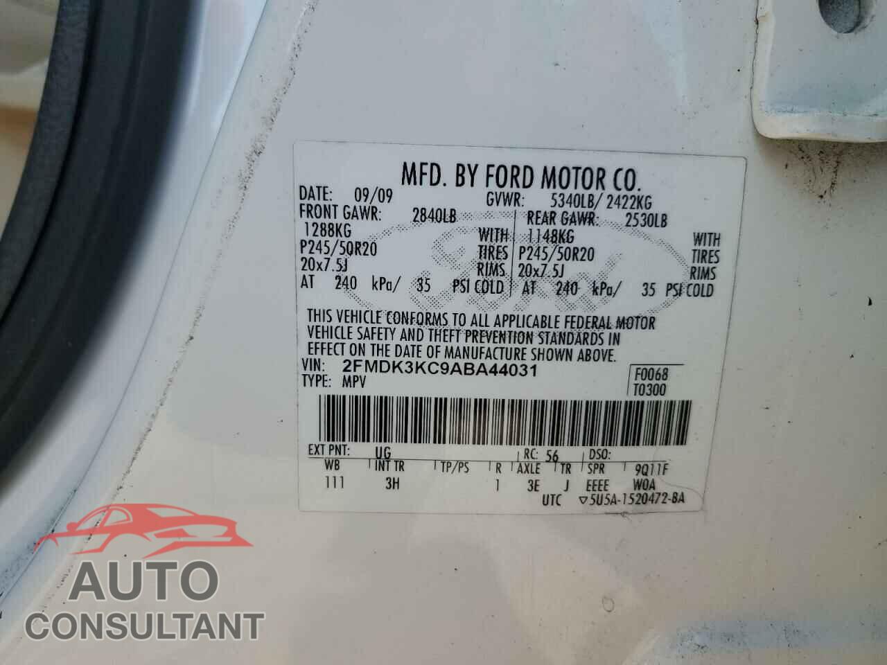 FORD EDGE 2010 - 2FMDK3KC9ABA44031