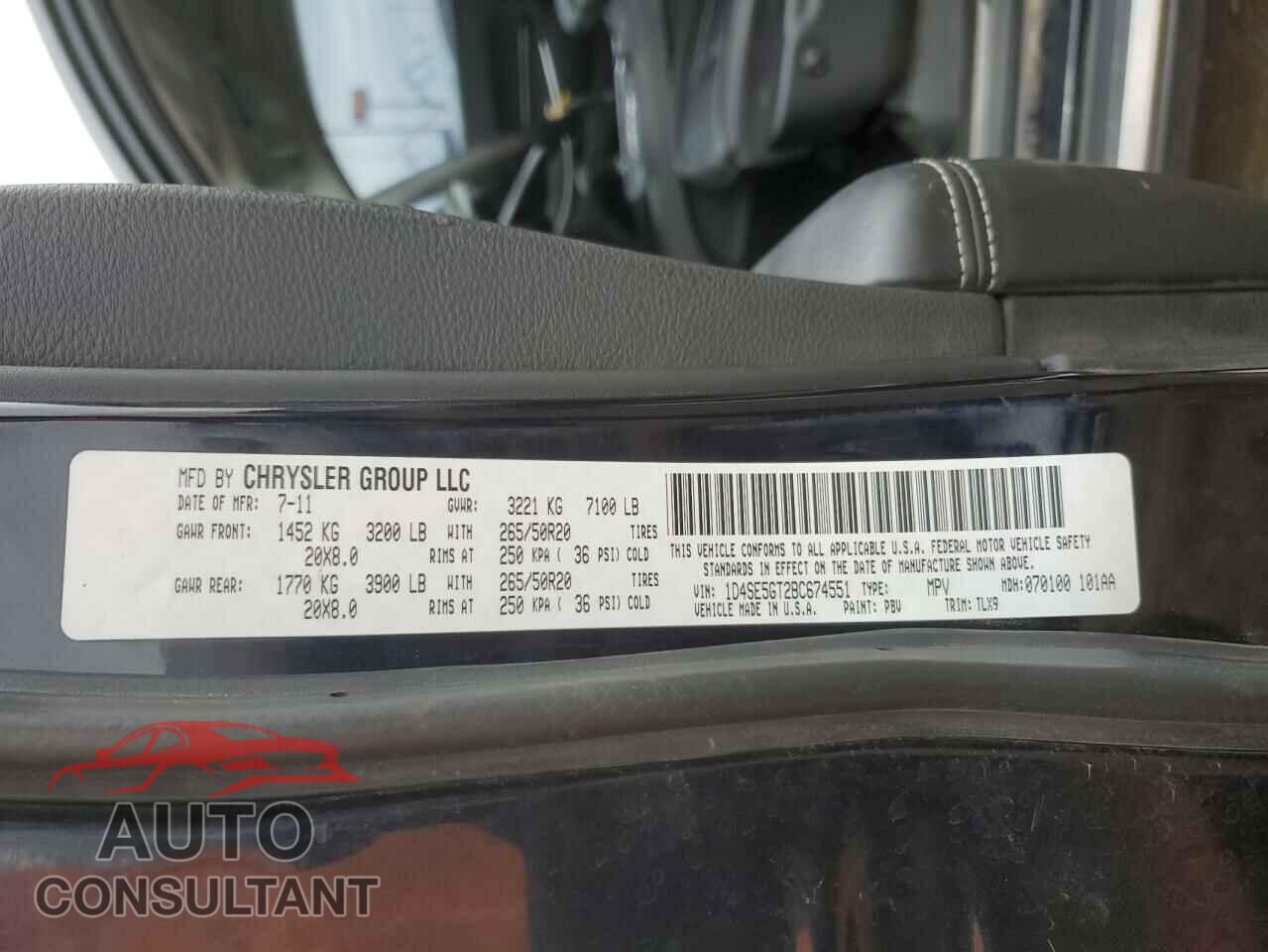 DODGE DURANGO 2011 - 1D4SE5GT2BC674551