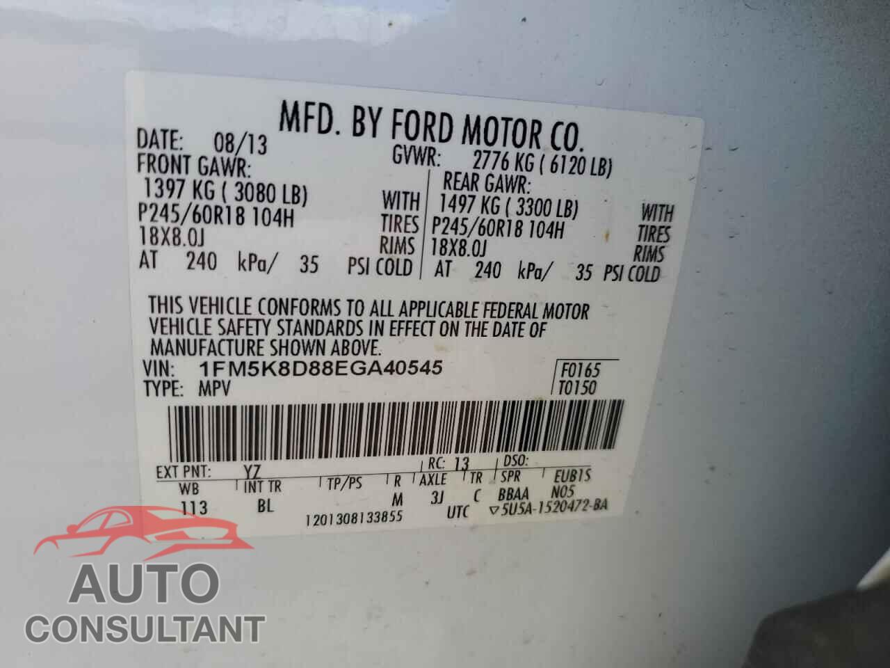 FORD EXPLORER 2014 - 1FM5K8D88EGA40545