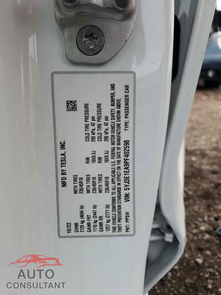 TESLA MODEL 3 2023 - 5YJ3E1EA9PF402598