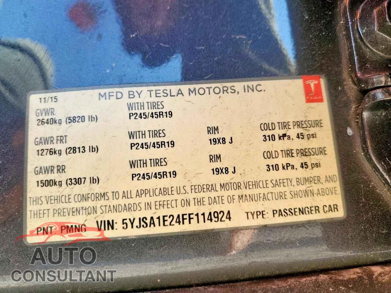 TESLA MODEL S 2015 - 5YJSA1E24FF114924