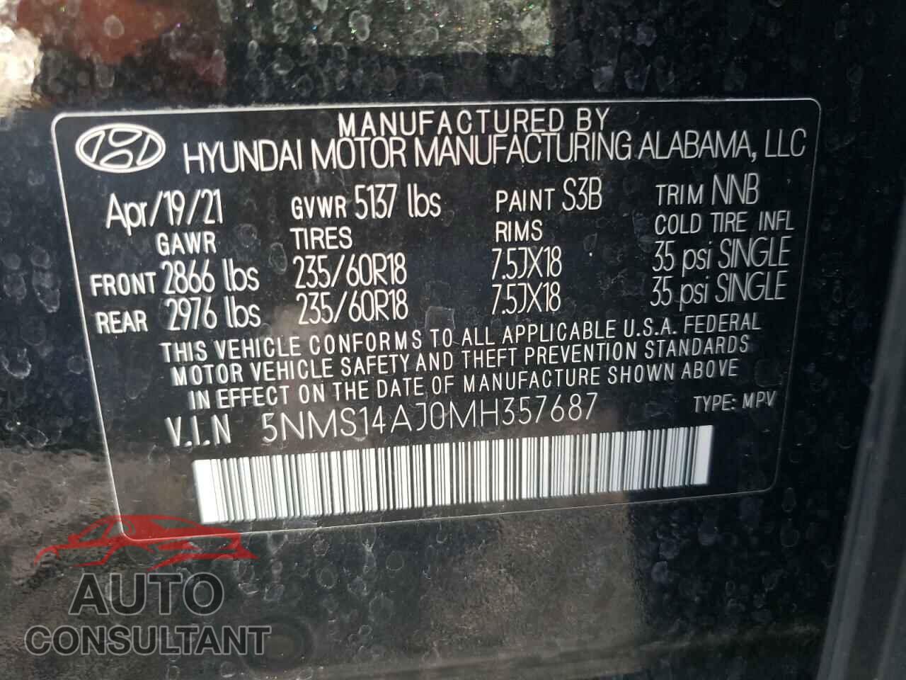 HYUNDAI SANTA FE 2021 - 5NMS14AJ0MH357687