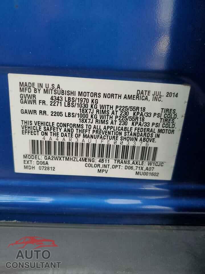 MITSUBISHI OUTLANDER 2015 - 4A4AR3AU1FE003376