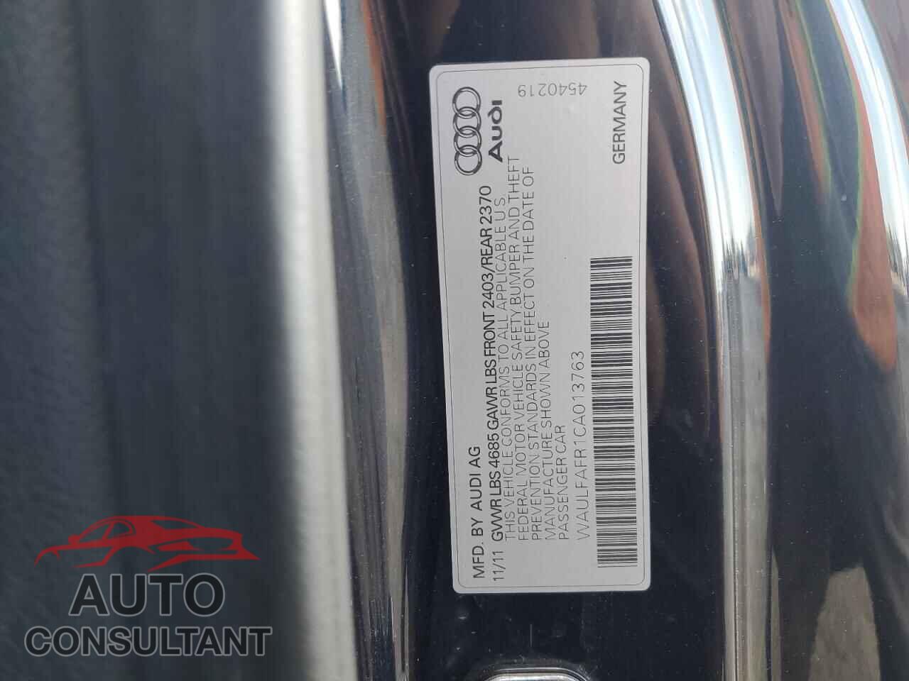 AUDI A5 2012 - WAULFAFR1CA013763