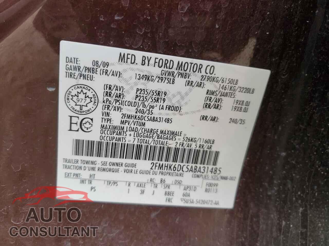 FORD FLEX 2010 - 2FMHK6DC5ABA31485