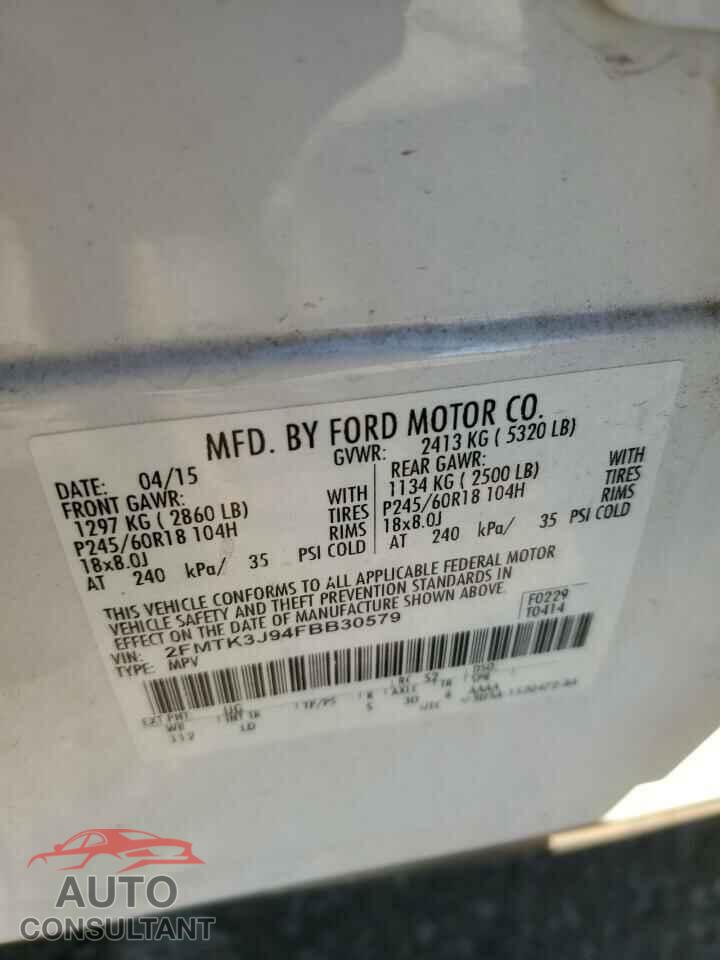 FORD EDGE 2015 - 2FMTK3J94FBB30579