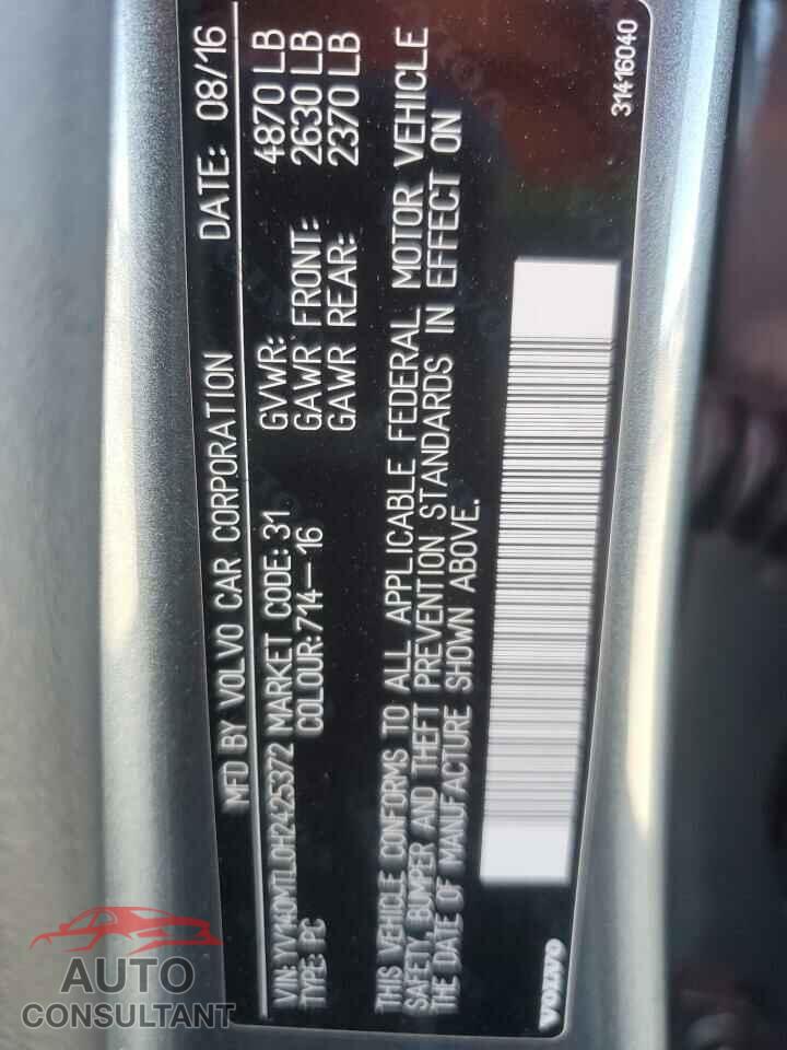 VOLVO S60 2017 - YV140MTL0H2425372