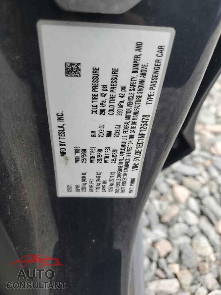 TESLA MODEL 3 2022 - 5YJ3E1EC1NF126478