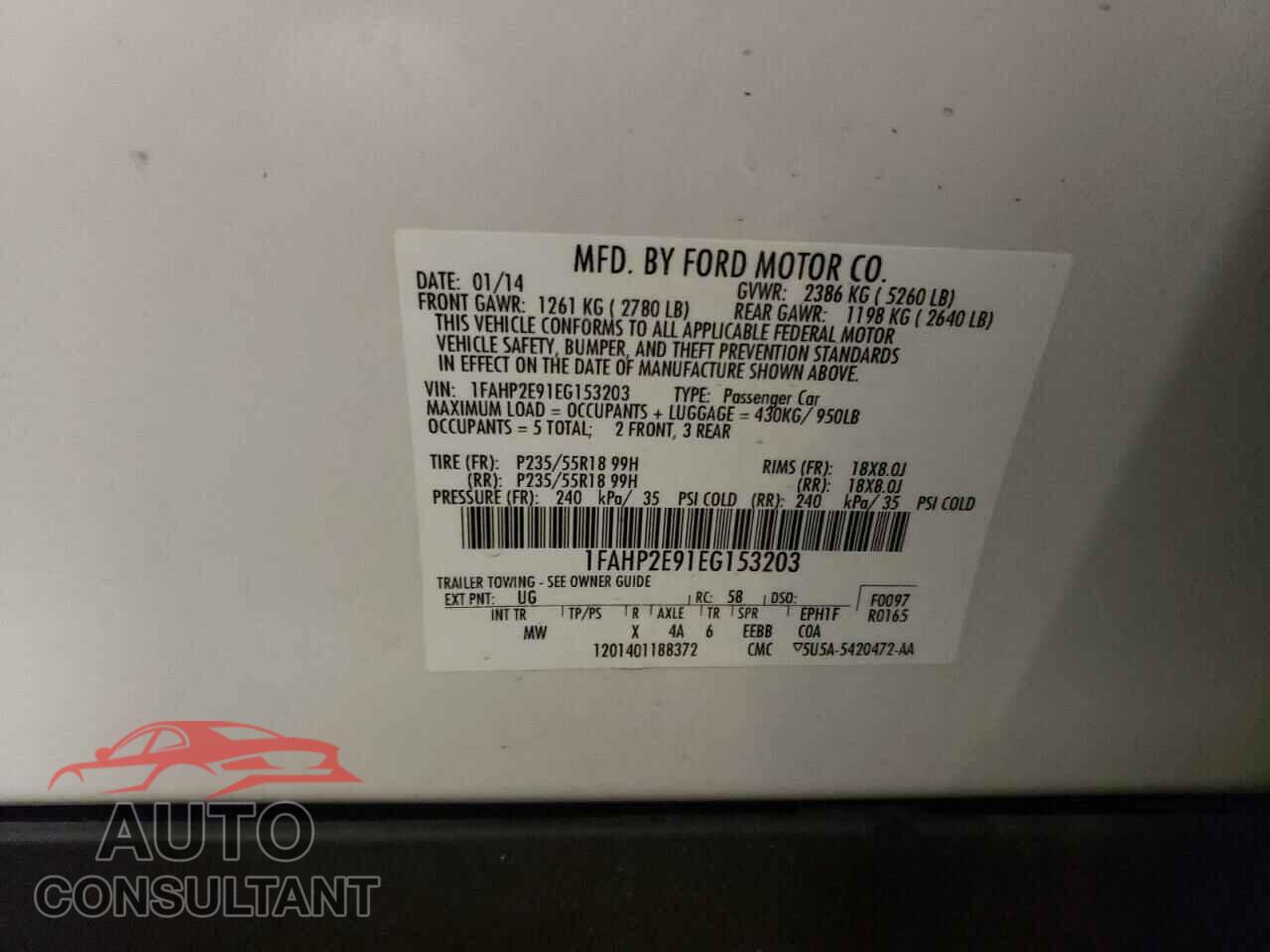 FORD TAURUS 2014 - 1FAHP2E91EG153203