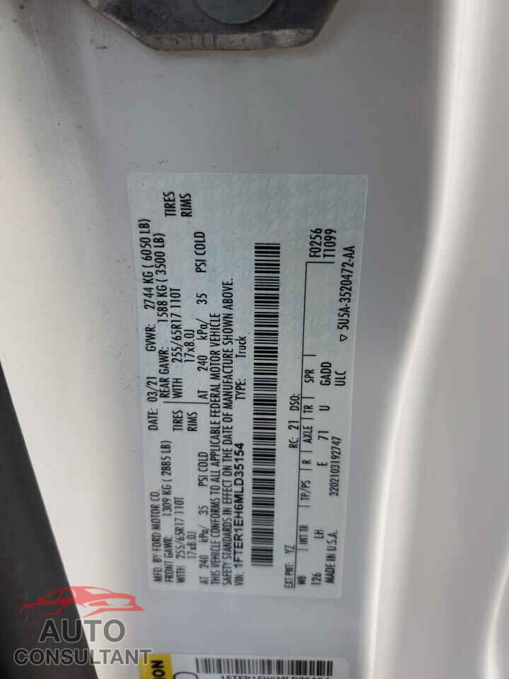 FORD RANGER 2021 - 1FTER1EH6MLD35154