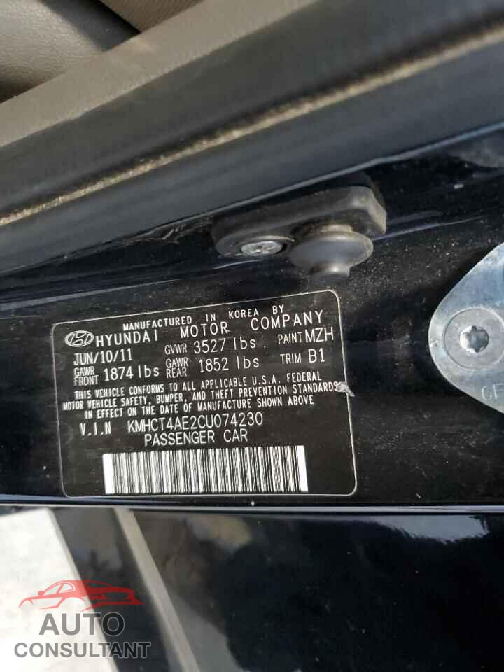HYUNDAI ACCENT 2012 - KMHCT4AE2CU074230