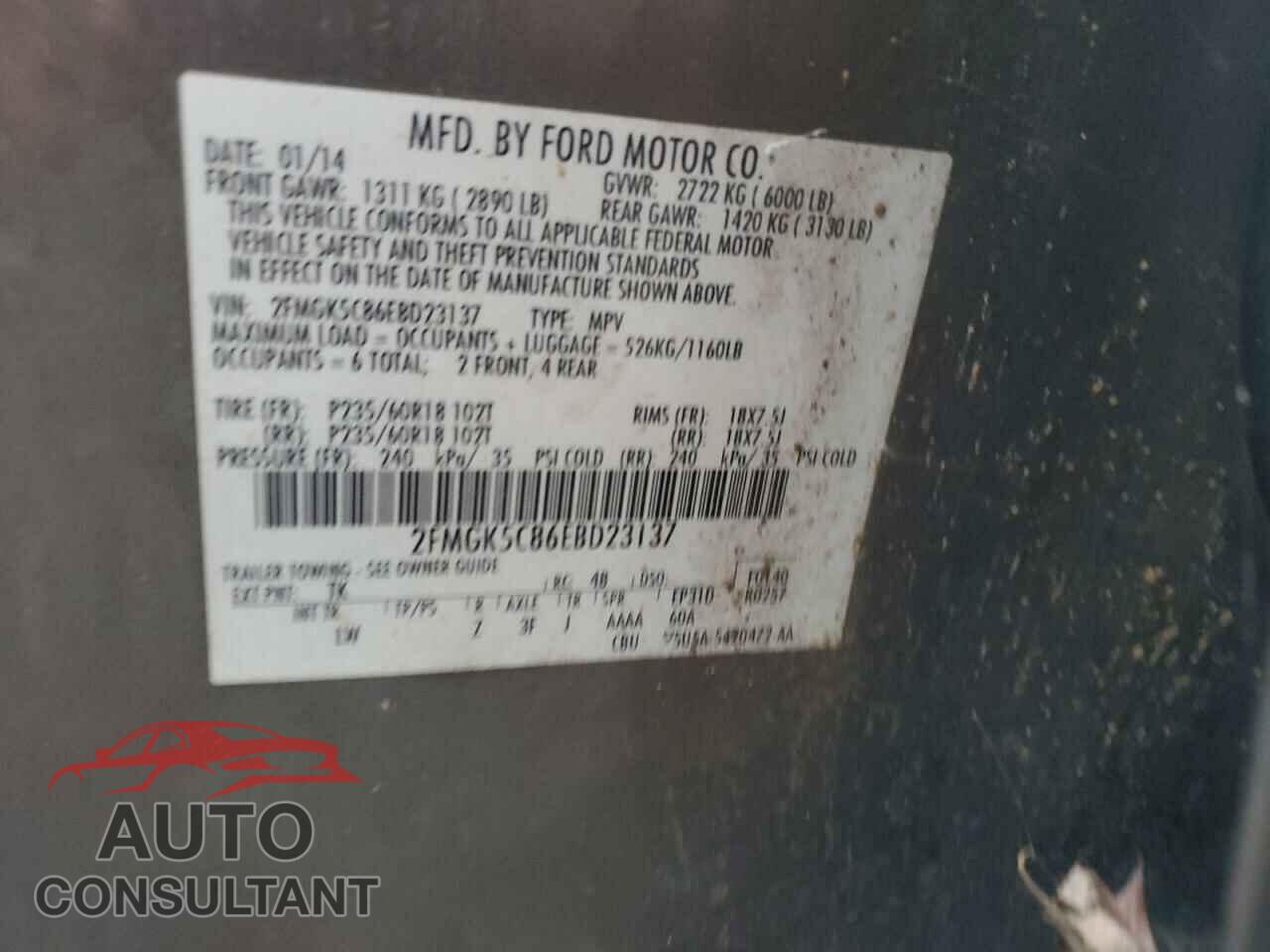 FORD FLEX 2014 - 2FMGK5C86EBD23137