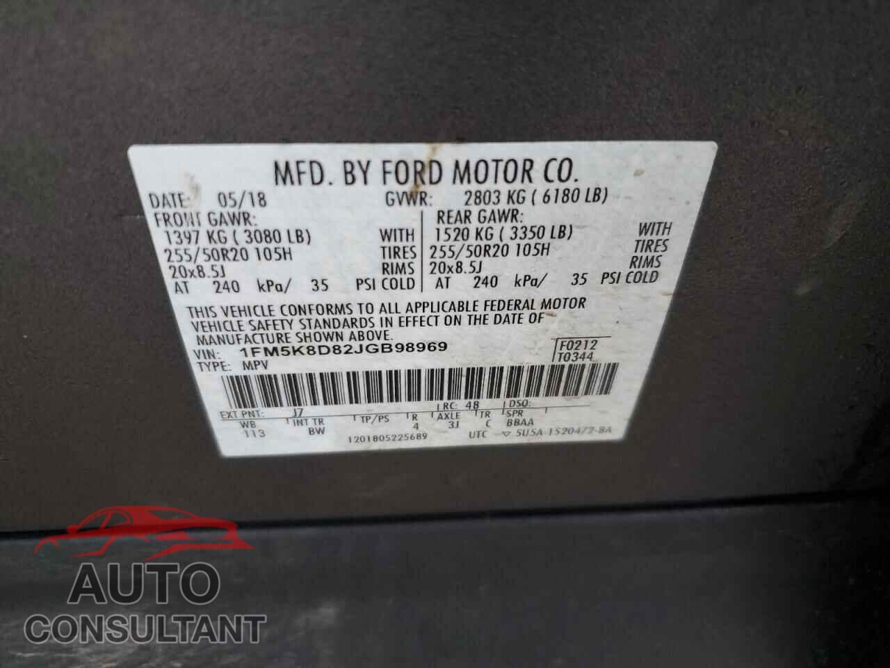 FORD EXPLORER 2018 - 1FM5K8D82JGB98969
