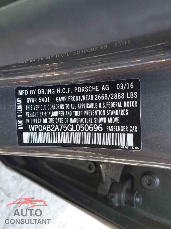 PORSCHE PANAMERA 2016 - WP0AB2A75GL050696