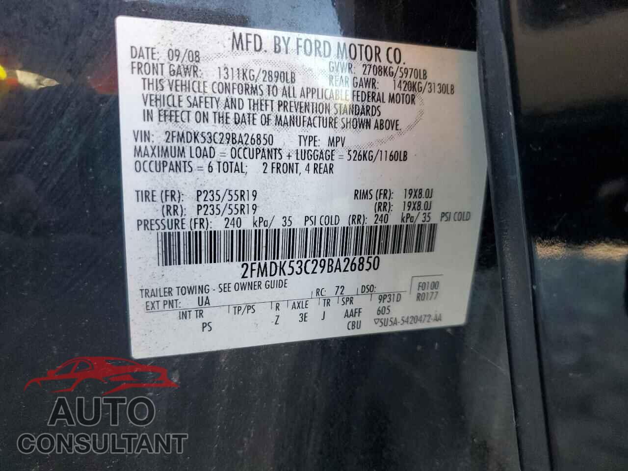 FORD FLEX 2009 - 2FMDK53C29BA26850
