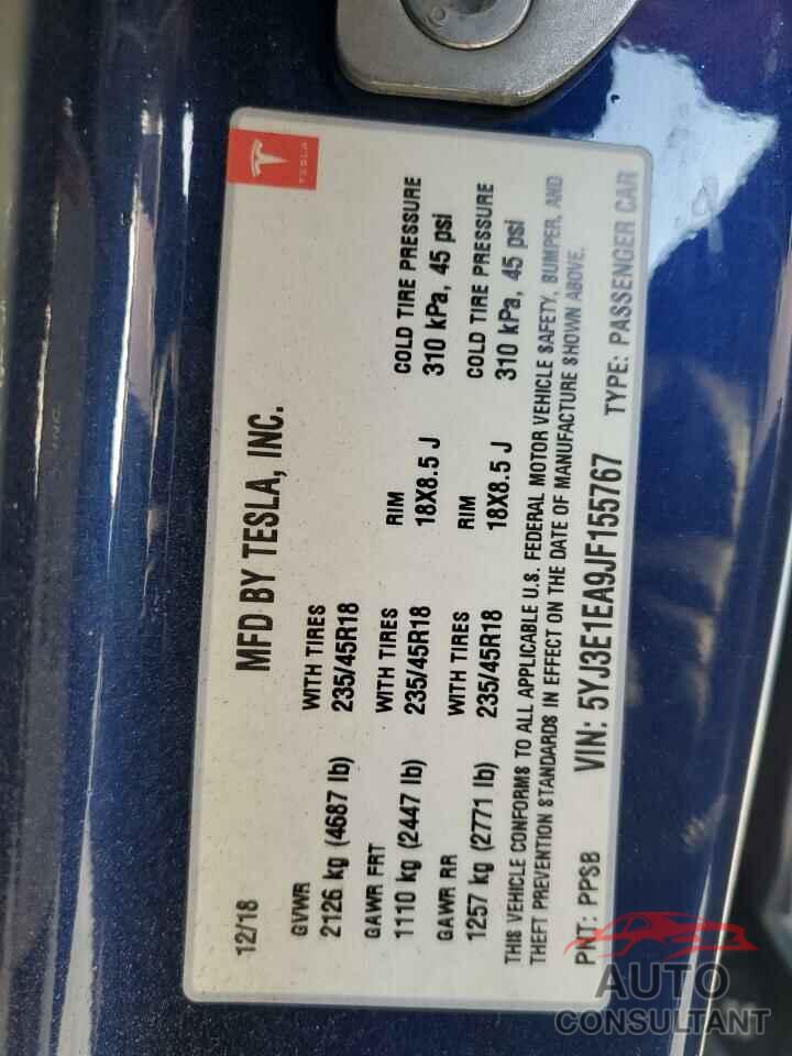 TESLA MODEL 3 2018 - 5YJ3E1EA9JF155767
