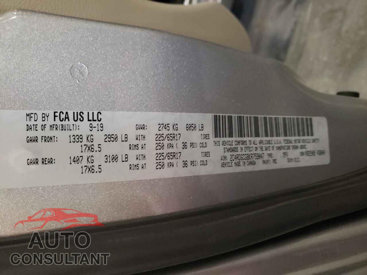 DODGE CARAVAN 2019 - 2C4RDGCG8KR759047