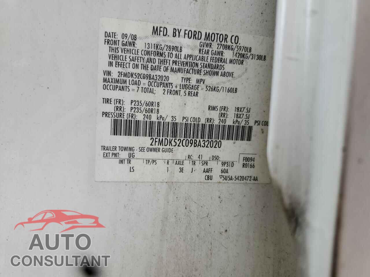 FORD FLEX 2009 - 2FMDK52C09BA32020