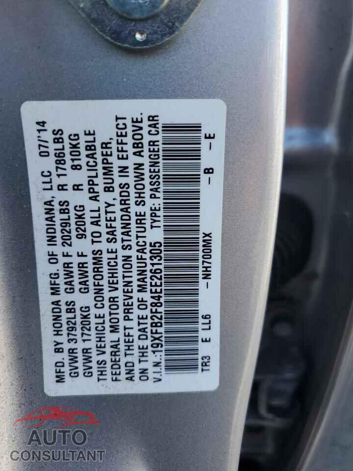 HONDA CIVIC 2014 - 19XFB2F84EE261305