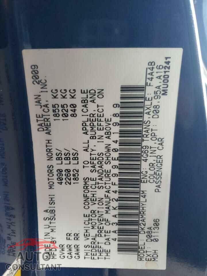 MITSUBISHI ECLIPSE 2009 - 4A3AK24F99E041989