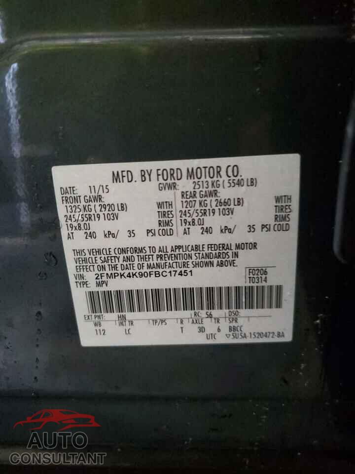 FORD EDGE 2015 - 2FMPK4K90FBC17451