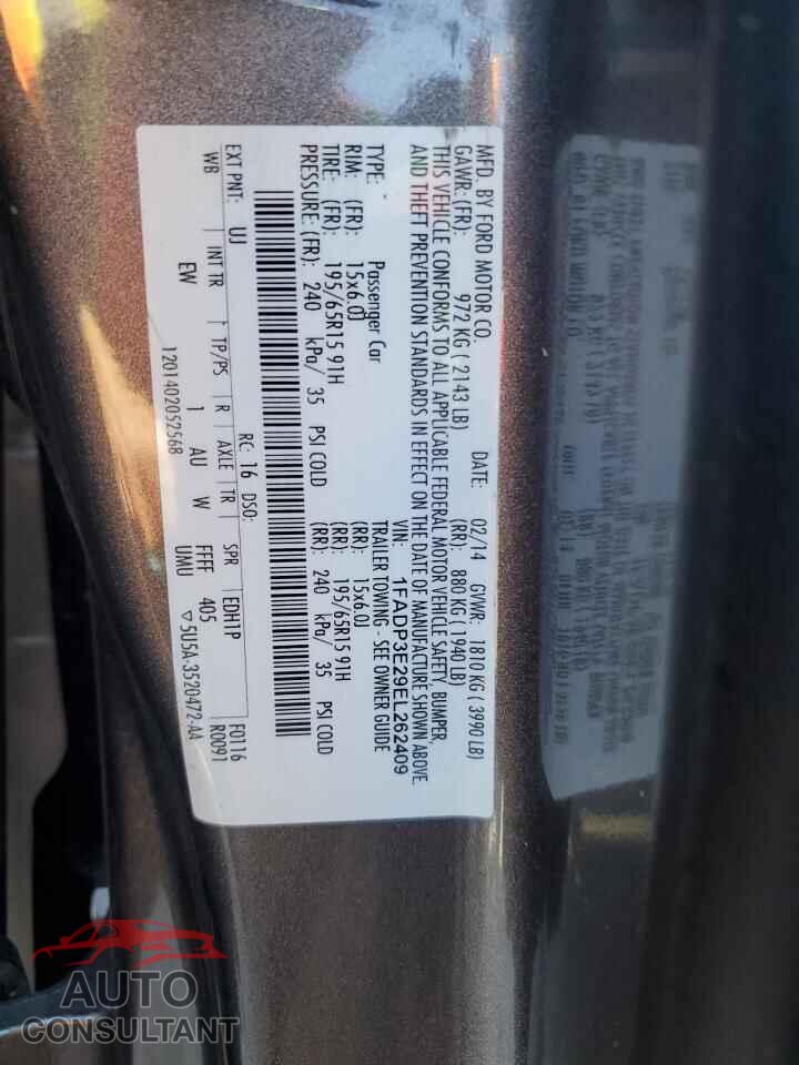 FORD FOCUS 2014 - 1FADP3E29EL262409