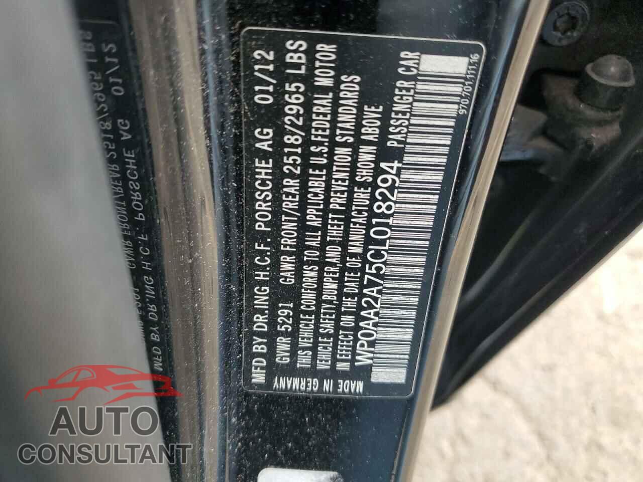 PORSCHE PANAMERA 2012 - WP0AA2A75CL018294