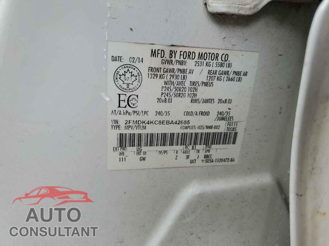 FORD EDGE 2014 - 2FMDK4KC8EBA42685