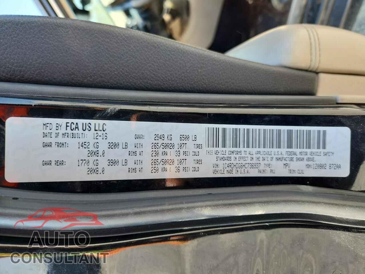 DODGE DURANGO 2017 - 1C4RDHDG6HC736937