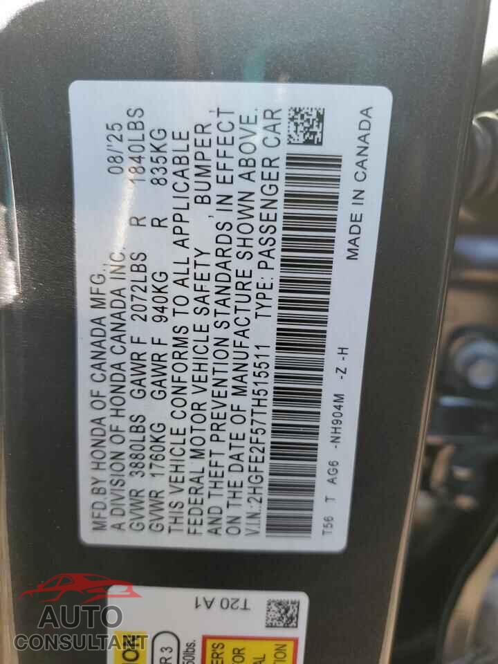 HONDA CIVIC 2026 - 2HGFE2F57TH515511