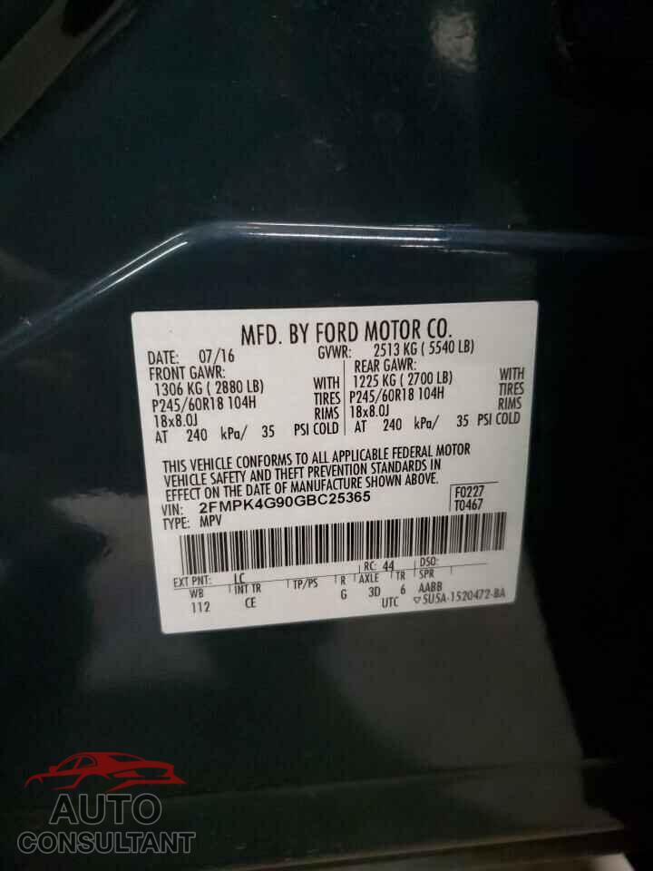 FORD EDGE 2016 - 2FMPK4G90GBC25365