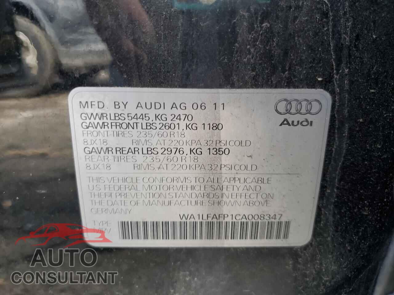 AUDI Q5 2012 - WA1LFAFP1CA008347