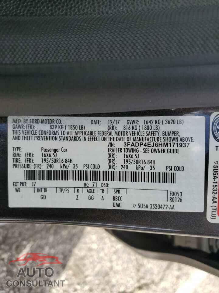 FORD FIESTA 2017 - 3FADP4EJ6HM171937