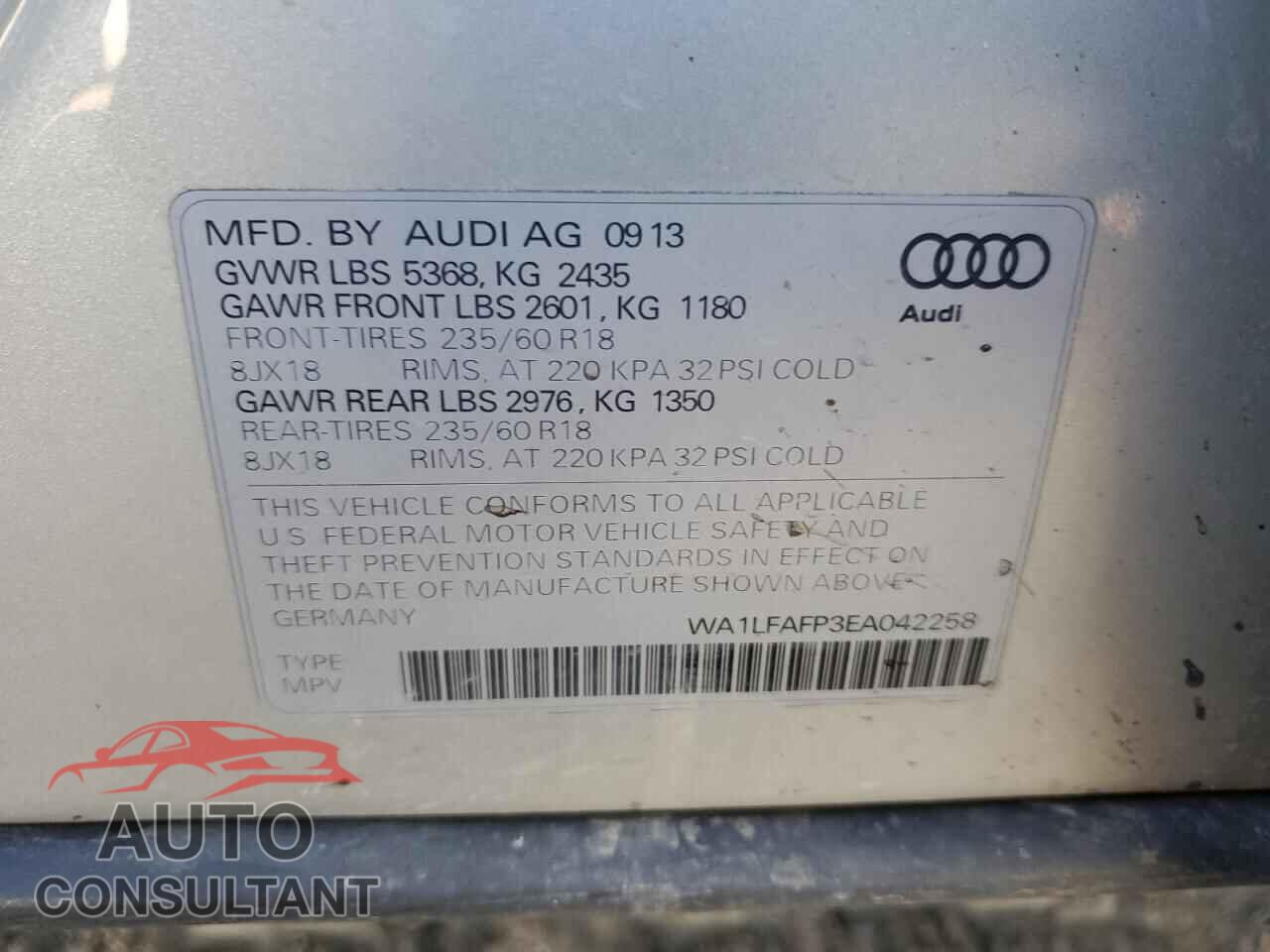 AUDI Q5 2014 - WA1LFAFP3EA042258