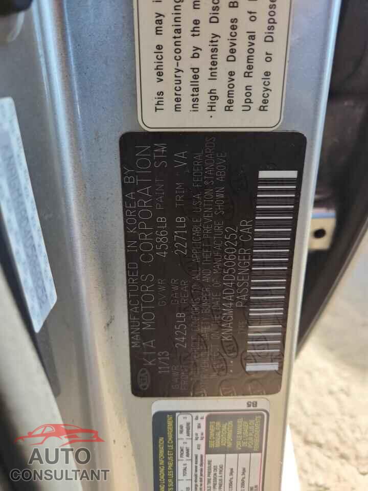 KIA OPTIMA 2013 - KNAGM4AD4D5060252