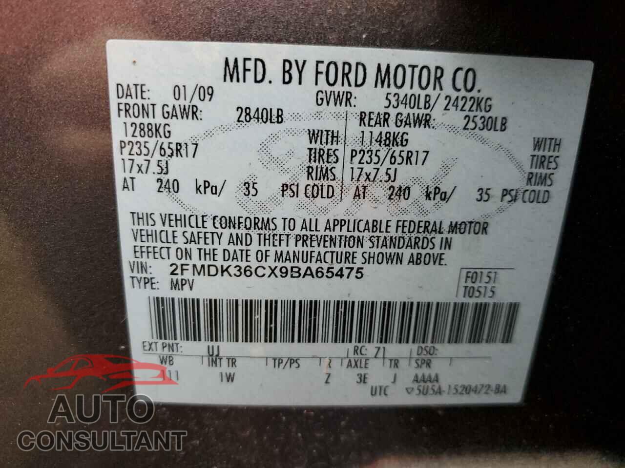 FORD EDGE 2009 - 2FMDK36CX9BA65475