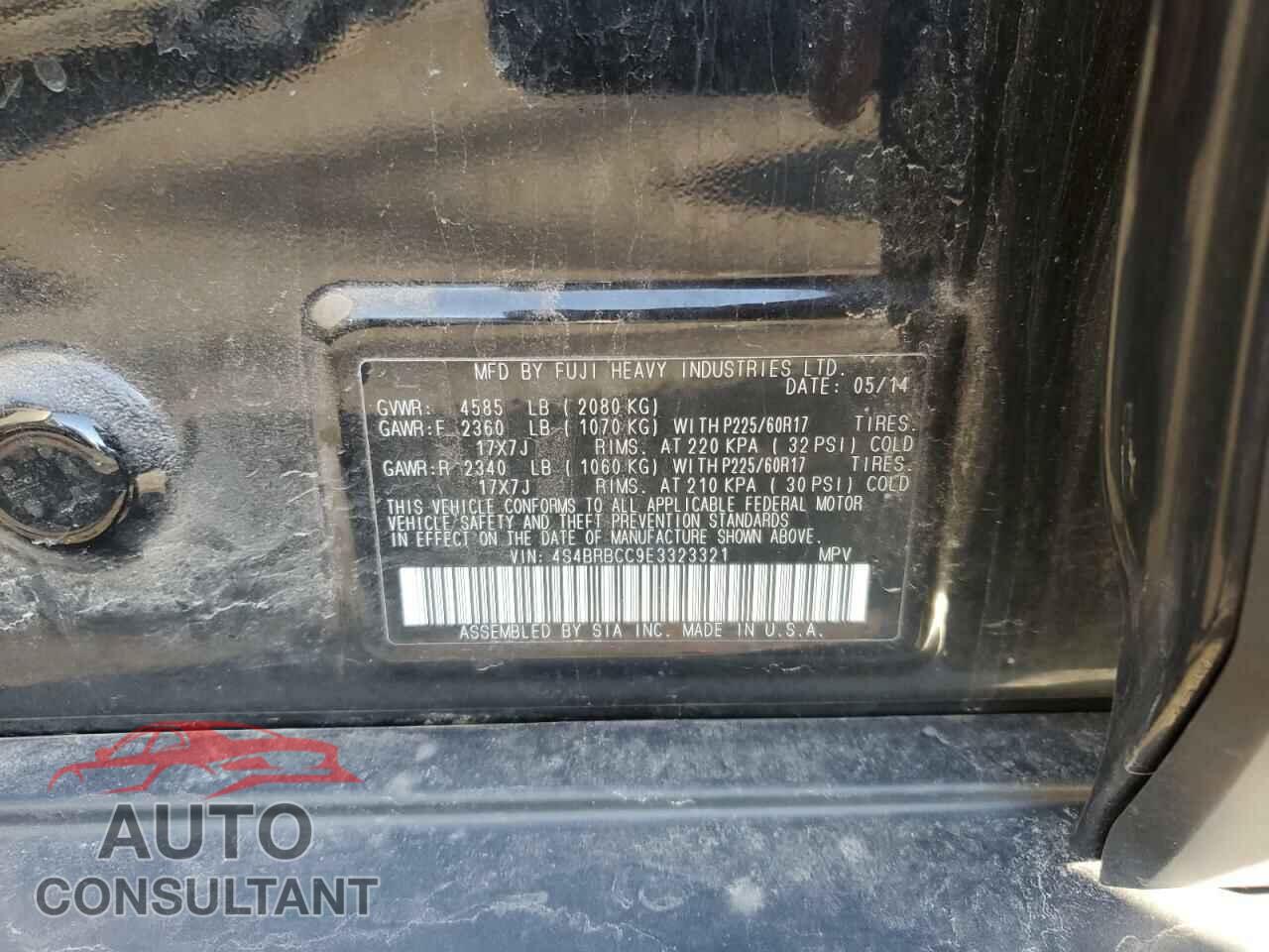 SUBARU OUTBACK 2014 - 4S4BRBCC9E3323321