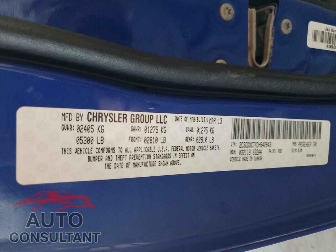 DODGE CHARGER 2013 - 2C3CDXCTXDH642943