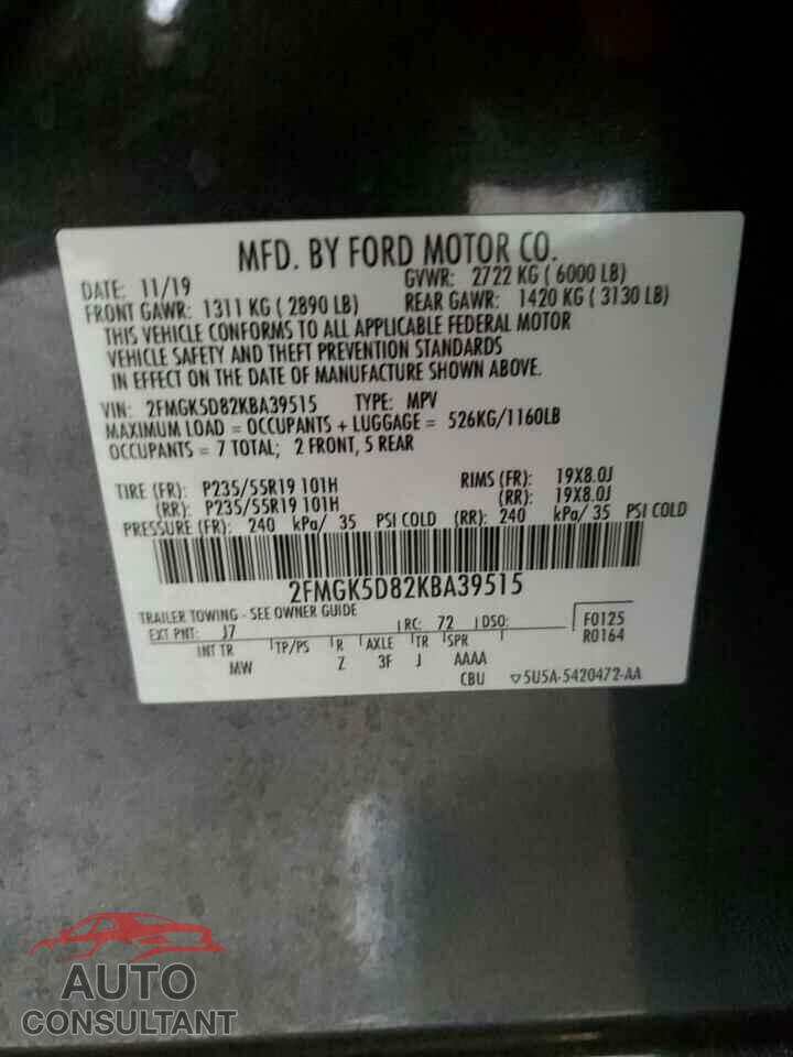 FORD FLEX 2019 - 2FMGK5D82KBA39515