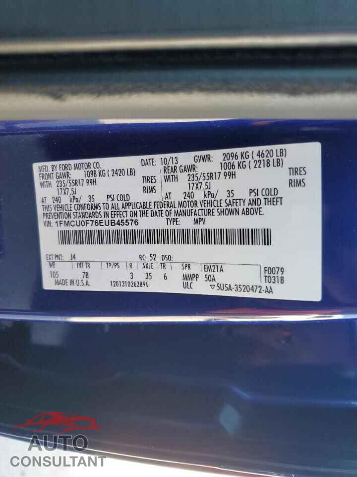 FORD ESCAPE 2014 - 1FMCU0F76EUB45576