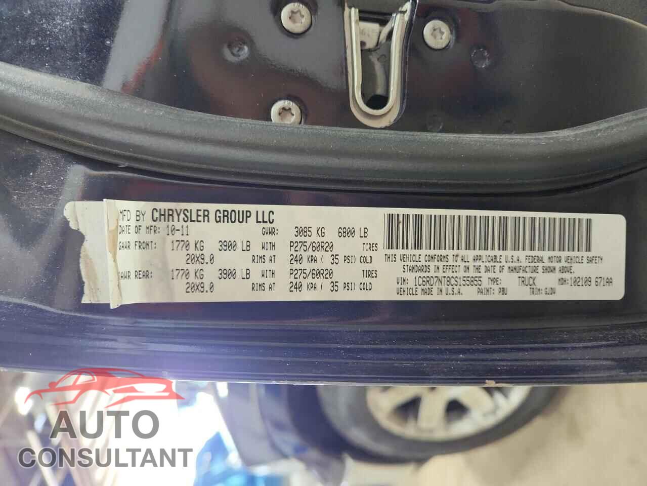 DODGE RAM 1500 2012 - 1C6RD7NT8CS155855