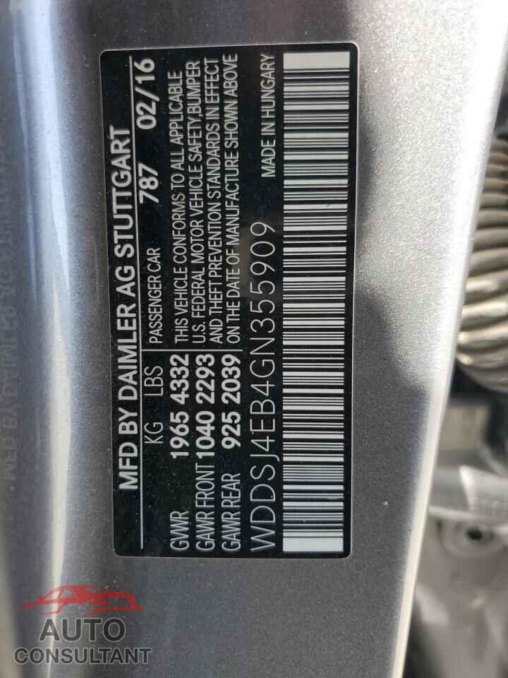 MERCEDES-BENZ CLA-CLASS 2016 - WDDSJ4EB4GN355909