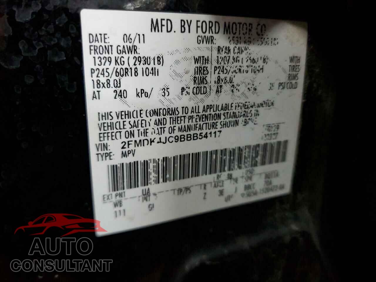 FORD EDGE 2011 - 2FMDK4JC9BBB54117